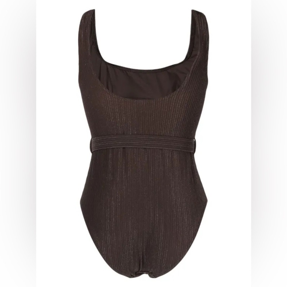 Zimmerman NWT 3 Large Laurel Ribbed Belted One-Piece Swimsuit Chocolate Brown - Picture 2 of 11